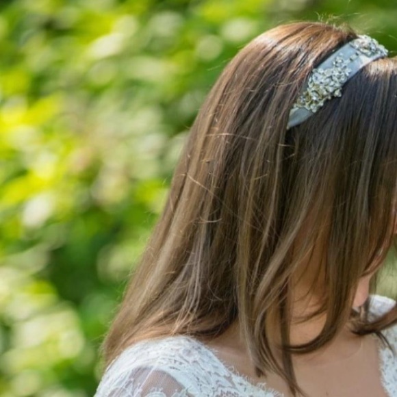 MARCHESA Jeweled Lace Wedding Headpiece
